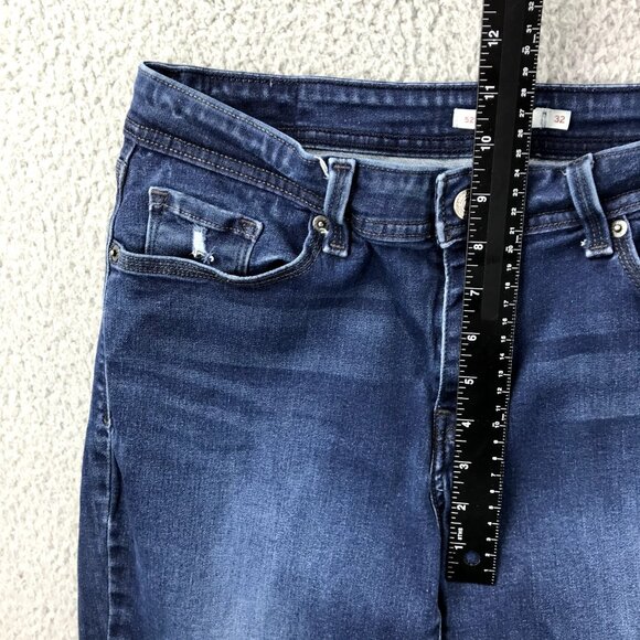 LEVIS 529 Womens Size 32 Dark Wash Mid Rise Distressed Curvy Bootcut Jeans 32x28 - Picture 13 of 16